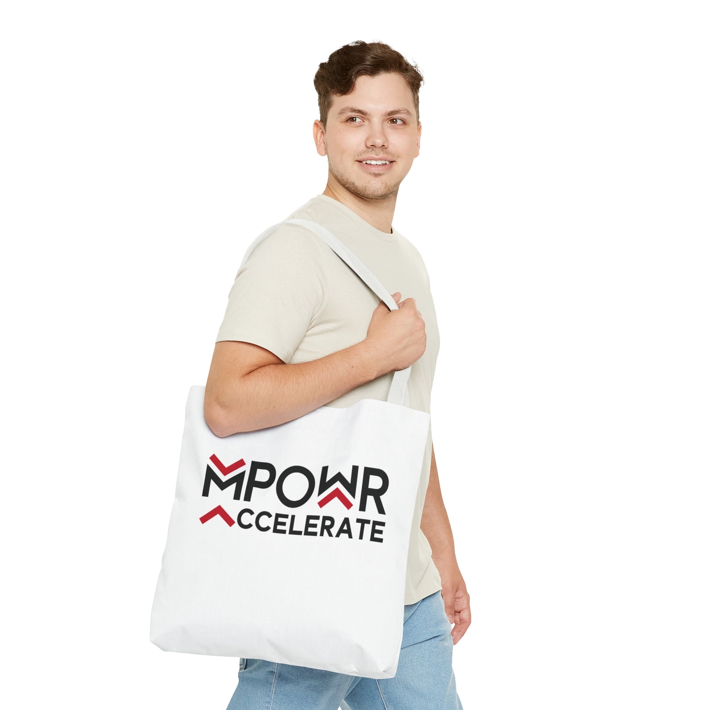 MPOWR Accelerate White Tote Bag